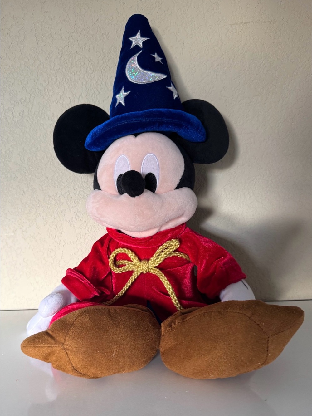 Disney Sorcerer Mickey Plush - Blue Hat, Red Robe, Brown Shoes
